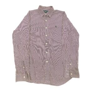 Ralph Lauren 120's 2-Ply Stripe Long Sleeve Button Down Dress Shirt Mens Large